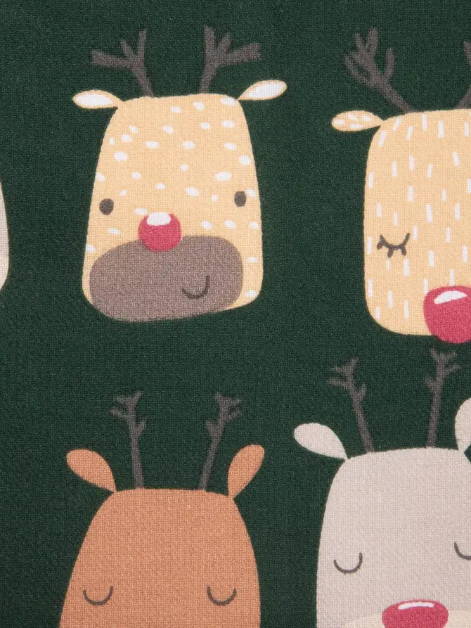 Fartuch kuchenny REINDEER zielony z nadrukiem w renifery 60x80 cm