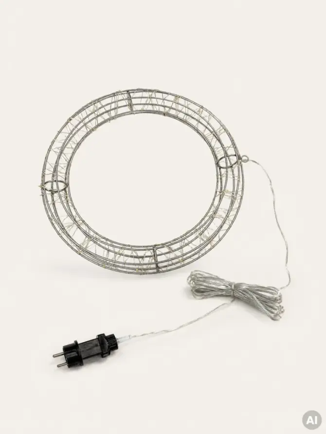 Dekoracja LED ILUMES metalowa obręcz 300 LED, 38x4,5 cm