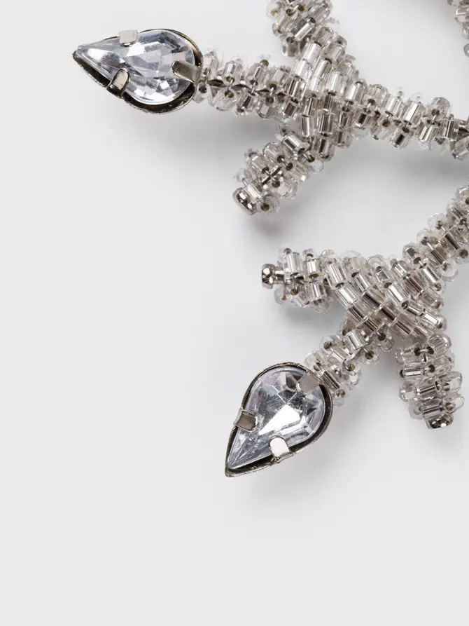 Zawieszka DIAME śnieżynka srebrna na końcach diamenciki 10 cm