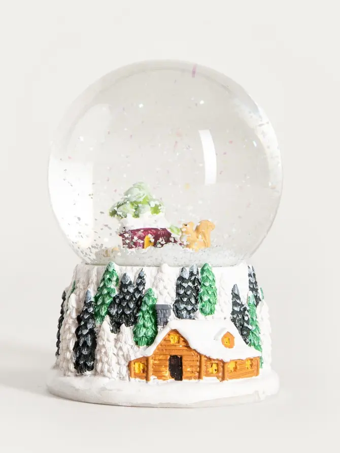 Kula śnieżna LUELL wiewiórka i domek, z LED 8x11 cm