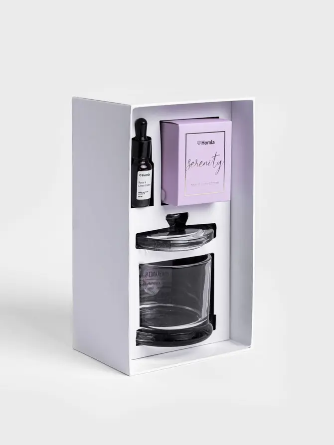 Zestaw zapachowy SERENITY Rose & Linen Cotton 300 g + 10 ml