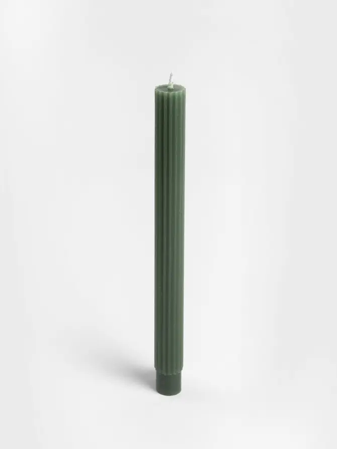 Świece stołowe TABLE CANDLES ryflowane zielone 3 x 80 g