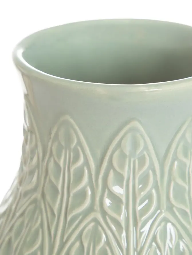 Wazon NATTO ceramiczny z tłoczeniami pistacjowy 15x24 cm