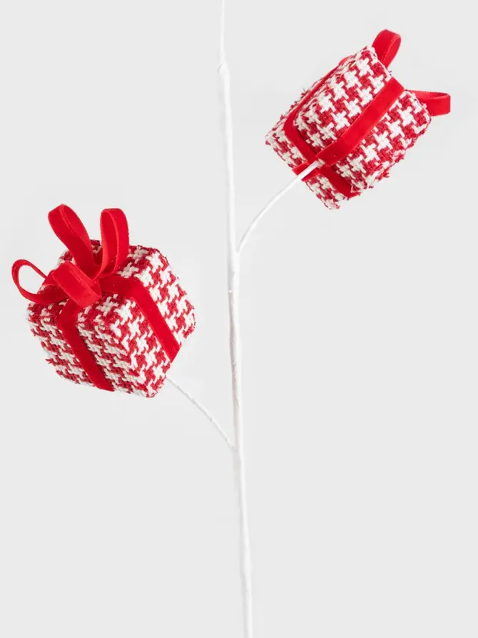Gałązka MOEN z prezentami w pepitke 65 cm