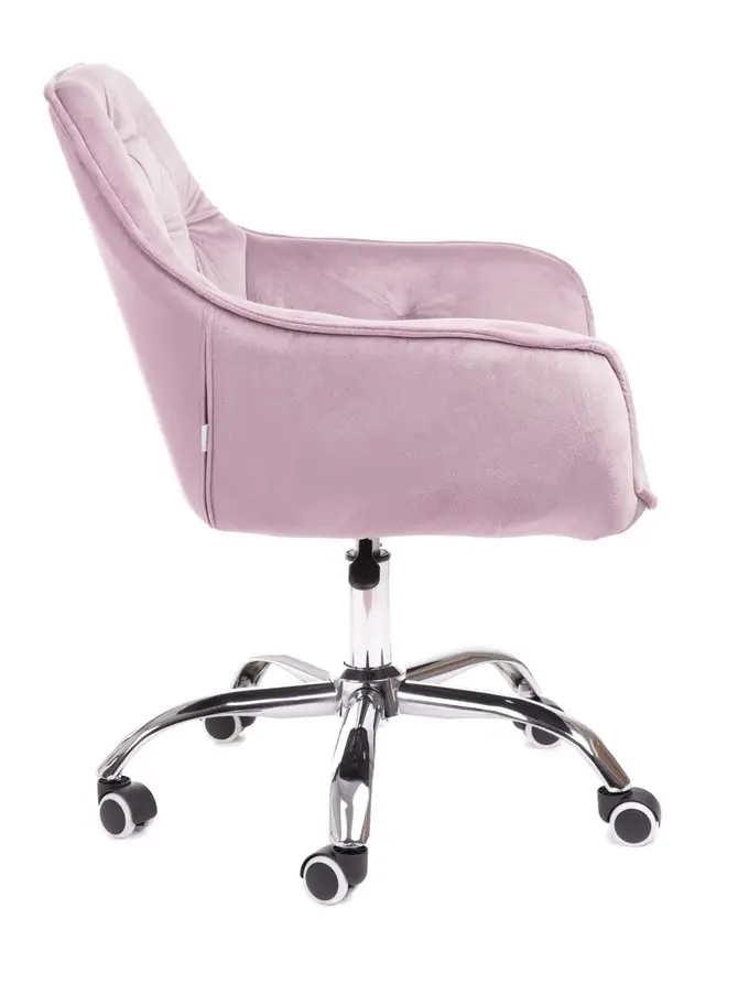 Fotel FLOSSI welurowy obrotowy różowy 57x61x80-90 cm
