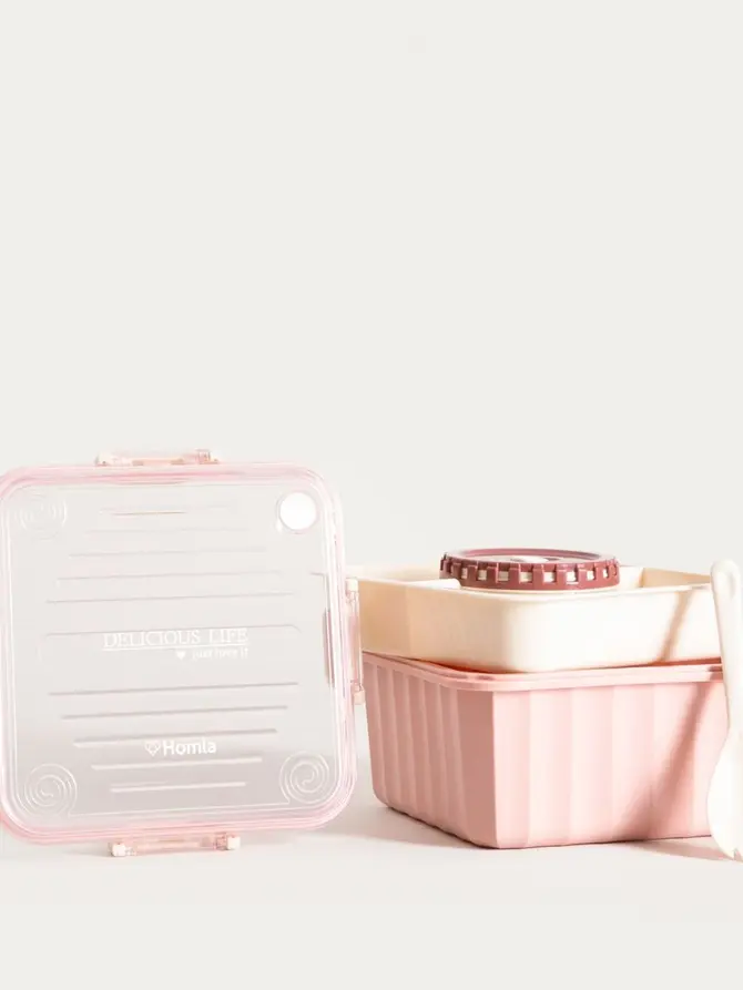 Lunchbox POPPIE z łyżeczką różowy 2.15 l