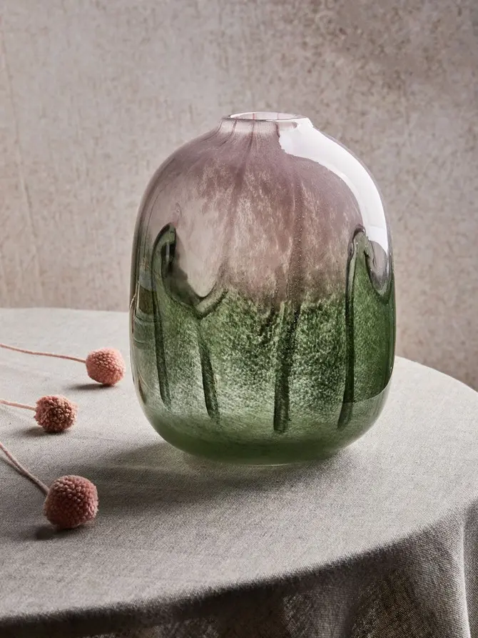Wazon OMBRE szklany ombre beżowo-zielony 15,54x20 cm