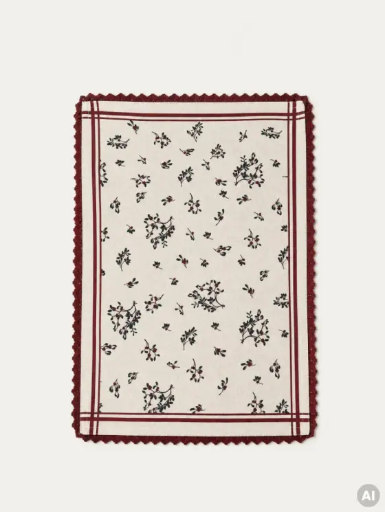Maty stołowe RAITA bawełniane z motywem ostrokrzewu, zestaw 2 szt. 2*30x45 cm