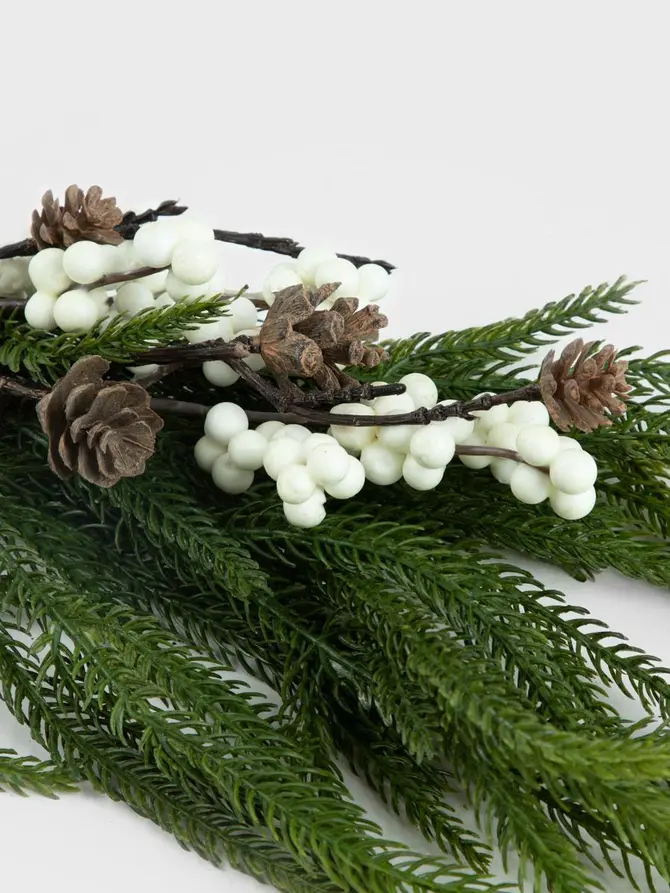 Gałązka LARCH z białymi dodatkami 60 cm