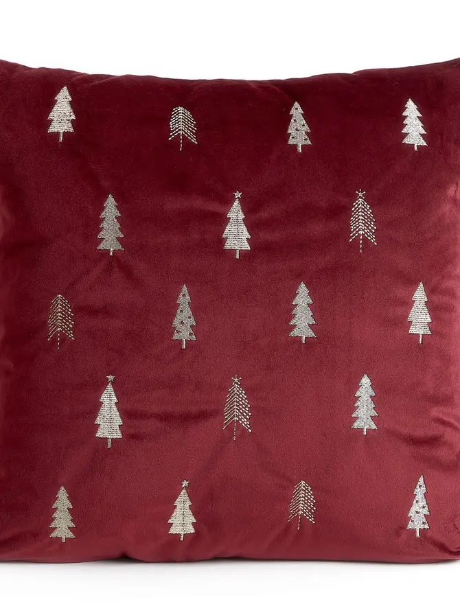 Poszewka ARBA w złote choinki bordowa 45x45 cm