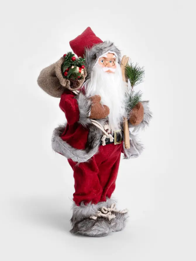Skrzat CLAUSE Mikołaj czerwony z nartami 45 cm