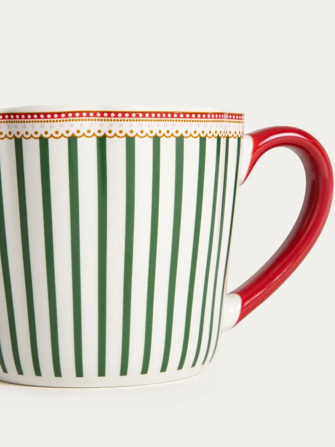 Kubek ABARIS porcelanowy w zielone paski 0,3 l