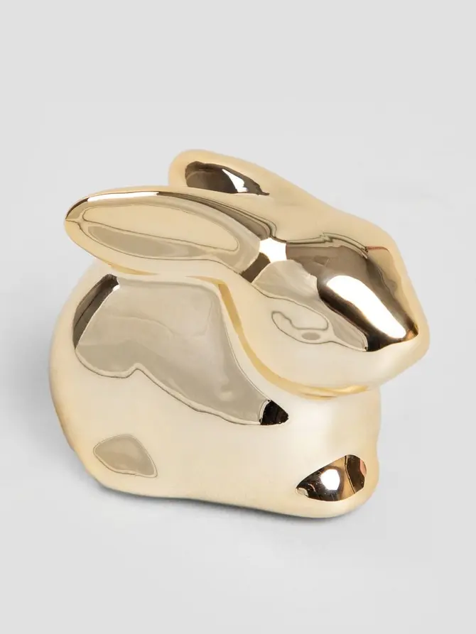 Figurka DESO królik porcelanowy złoty 5,3x3,5x3,9 cm