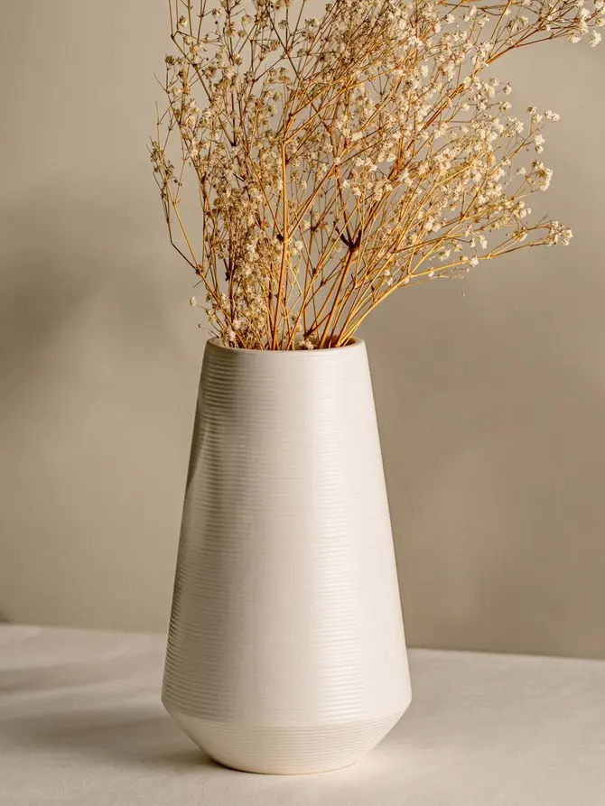 Wazon GIA ceramiczny ryflowany biały 23x14 cm