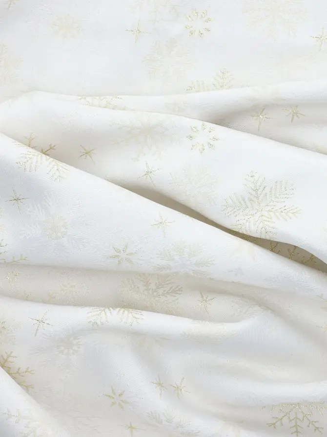 Obrus GOLD SNOW w złote śnieżynki biały 150x220 cm