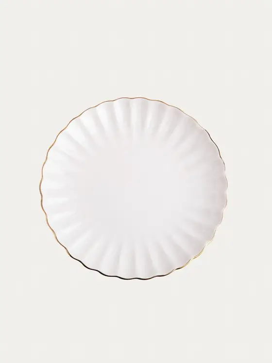 Talerz MELIDA porcelanowy deserowy ze złotą obwódką 20 cm