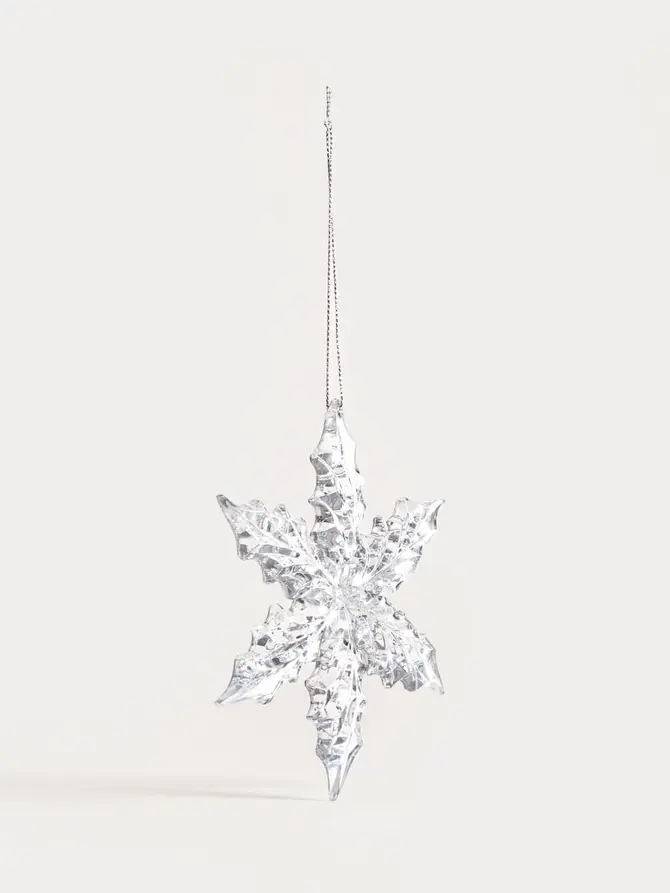 Zawieszka ASTRE śnieżynka z ostrokrzewu srebrna 12,5 cm