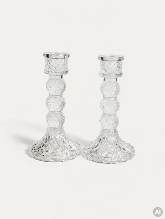 Zestaw świeczników RIFF szklanych transparentnych 2 szt. 8,2x8,2x15,2 cm