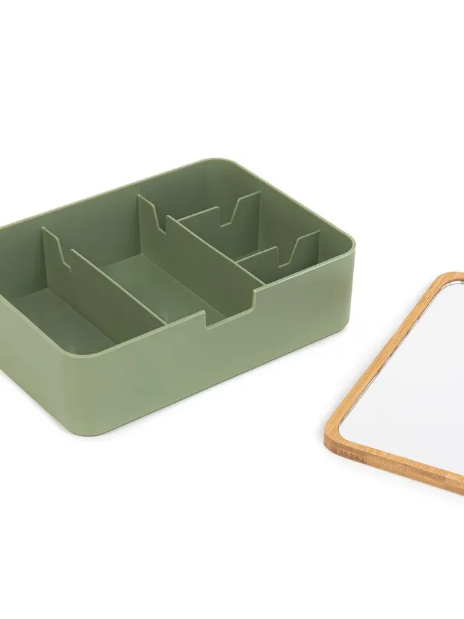 Organizer z lusterkiem KASEN pistacjowy/zielony 18x13x5cm