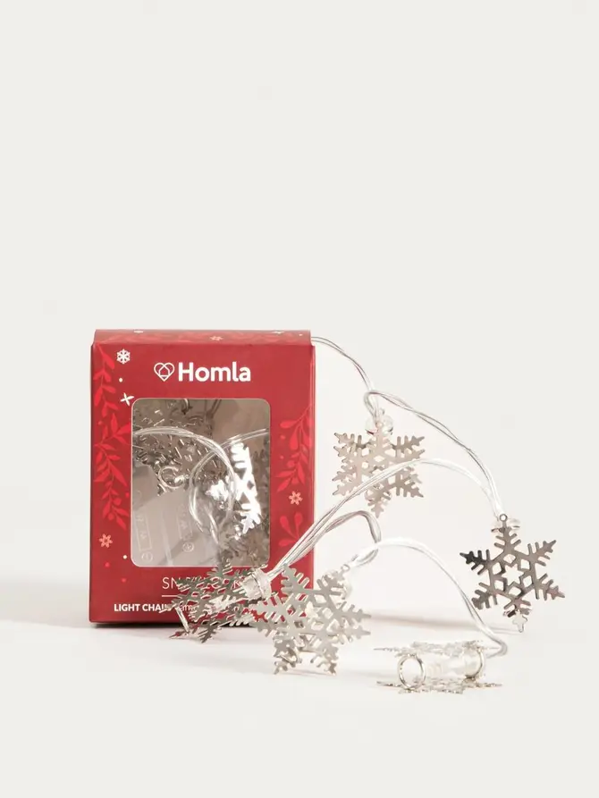 Lampki SNOFLOCK srebrne śnieżynki 10 LED