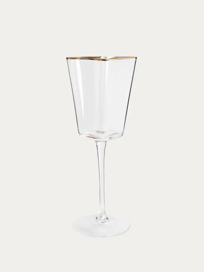 Kieliszek AMAR na wino w kształcie serca ze złotym rantem 0,3 l
