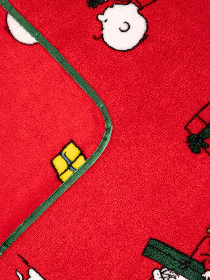 Koc SNOOPY czerwony ze świątecznym wzorem SNOOPY 150x200 cm