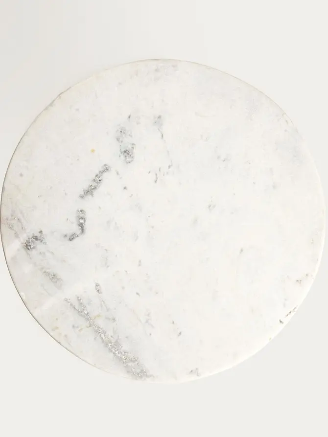 Patera MARBLE marmurowa na akacjowej nóżce 28x13 cm