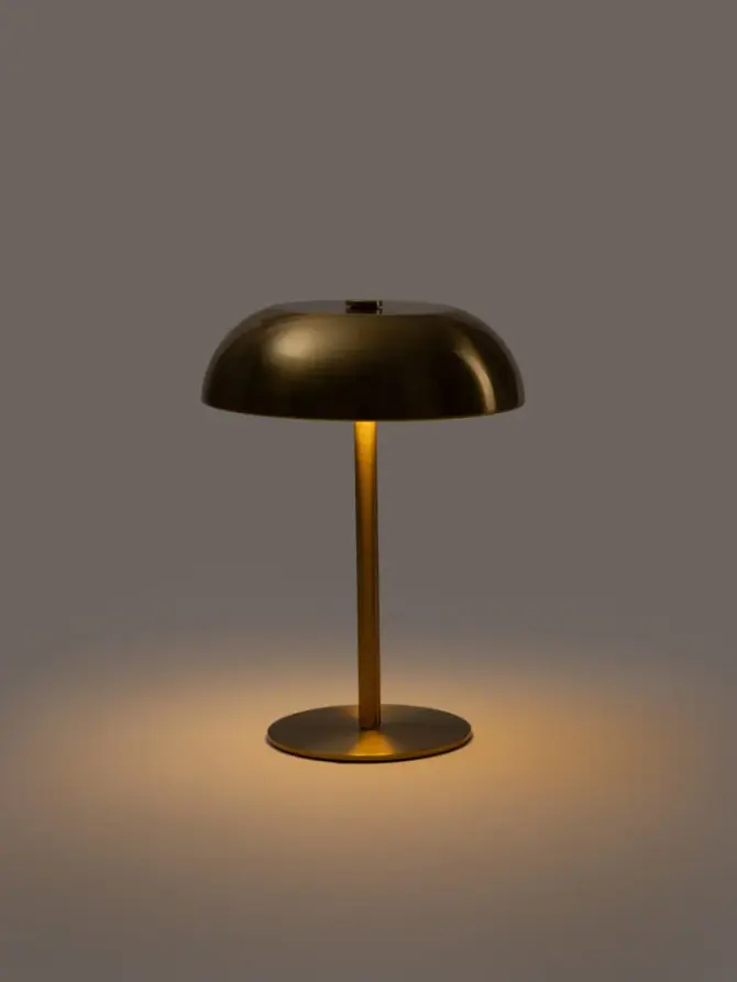 Lampka stołowa PIXEL metalowa złota 15,5x15,5x20,5 cm