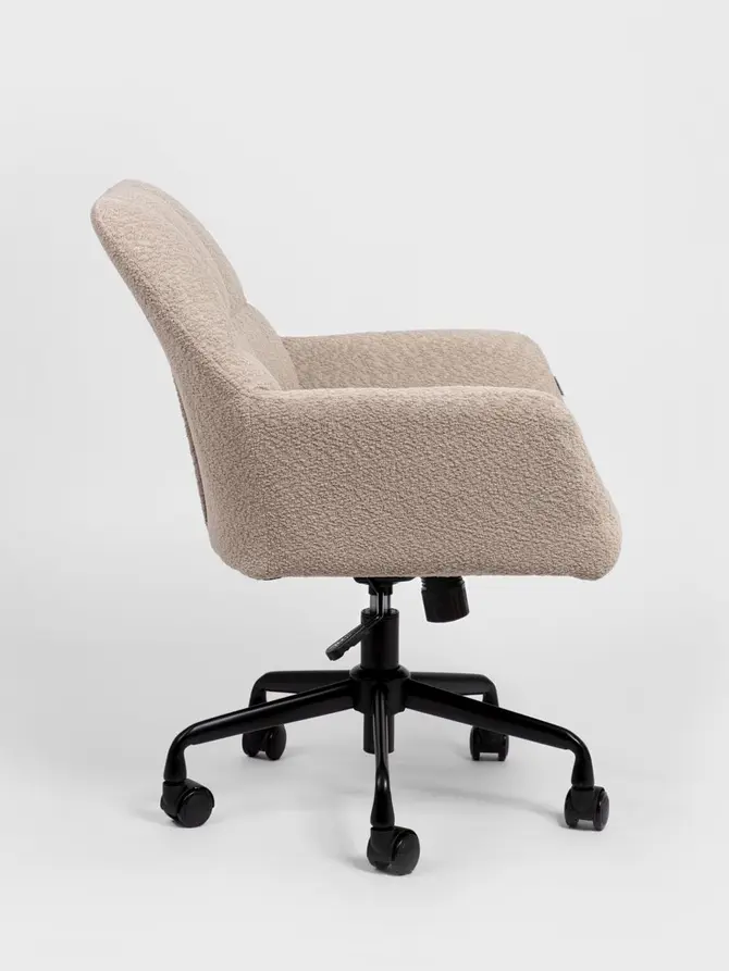Fotel SEENSA obrotowy beżowy w tkaninie TEDDY 58x67x81-89 cm