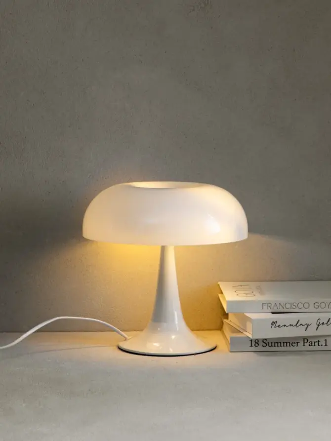 Lampka stołowa CELESTE grzybek retro biała 25,5x25,5x25 cm