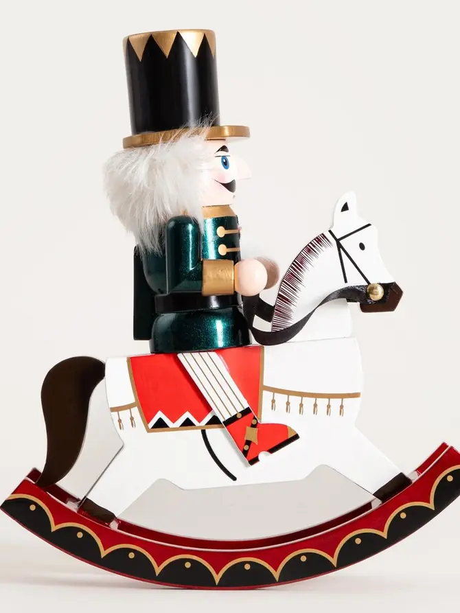 Figurka NUTCRACKER dziadek do orzechów na biegunach ciemno-zielony 28 cm