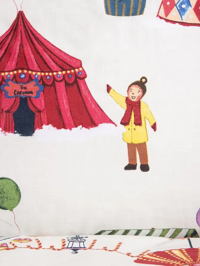 Pościel CIRCUS JOY bawełniana w świąteczny wzór 220x200 + 2*70x80 cm