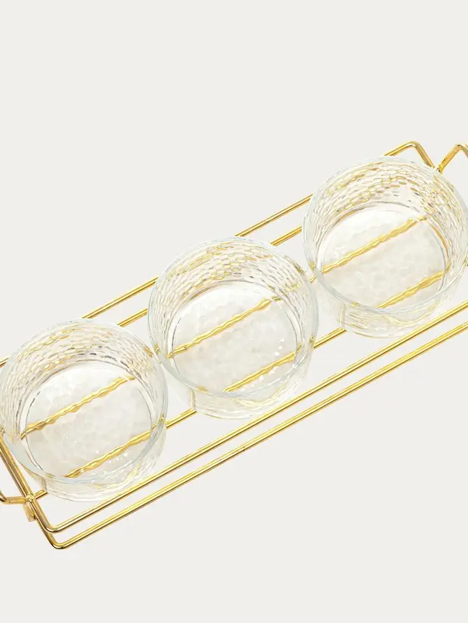 Zestaw miseczek SERENE transparentnych na stojaku, 3 szt. 31x10 cm