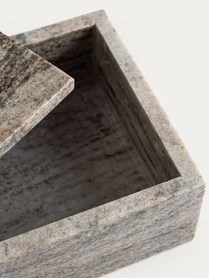 Szkatułka MARMURI marmurowa beżowo-szara 20x13x7 cm