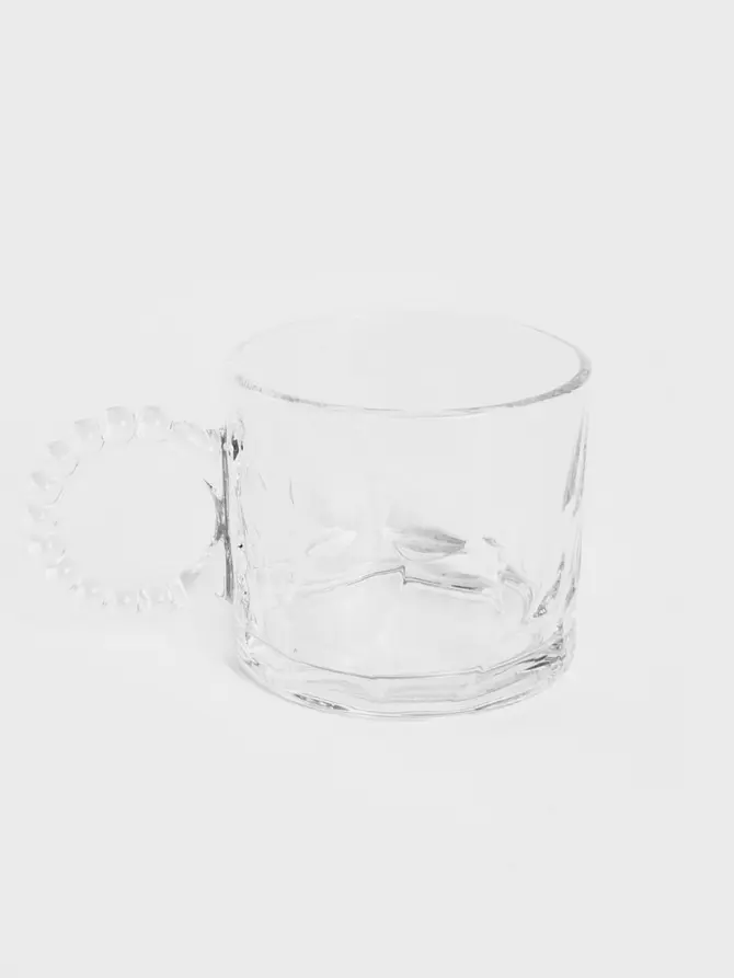 Filiżanka GLASSIC szklana młotkowana z koralikowym uchem 0,3 l