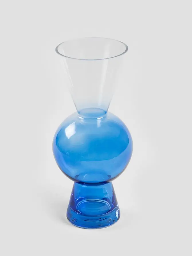 Wazon VASEO szklany niebieski transparentny 7x25cm