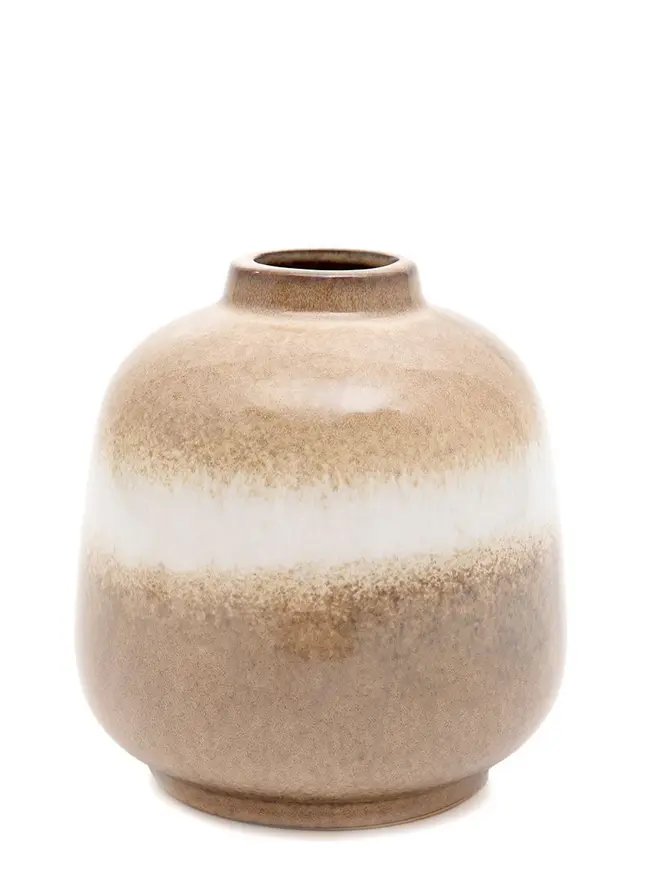 Wazon SOLETO ceramiczny beżowy 14,7x14,7x15 cm