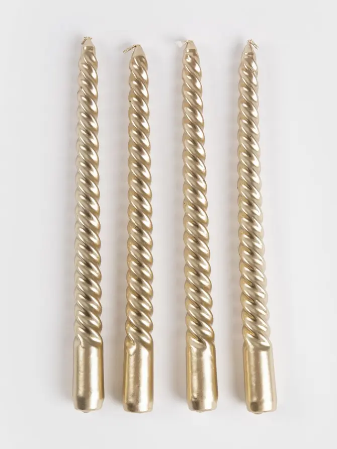 Świece stołowe TABLE CANDLES kręcone złote 4 szt. x 44 g