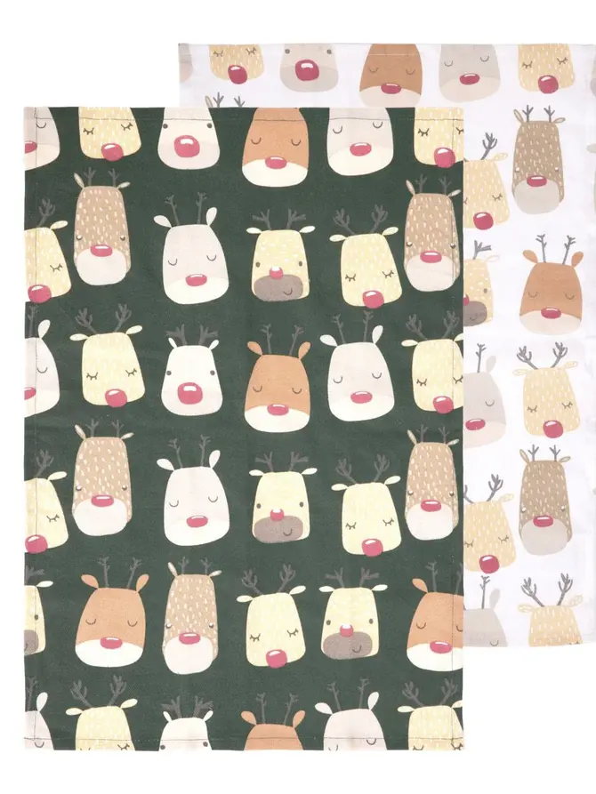 Zestaw ścierek kuchennych REINDEER z nadrukiem w renifery 2*45x65 cm