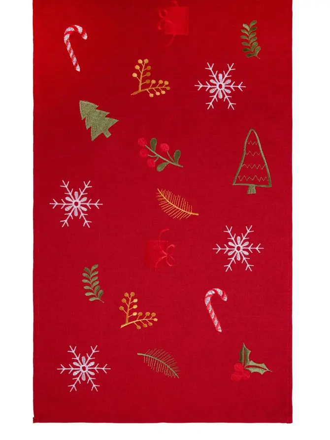 Bieżnik STOM czerwony z haftem 40x160 cm