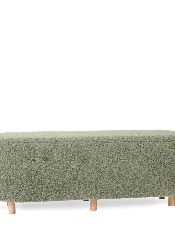 Ławka ELSA oliwkowa w tkaninie TEDDY BOUCLÉ 120x40x44 cm