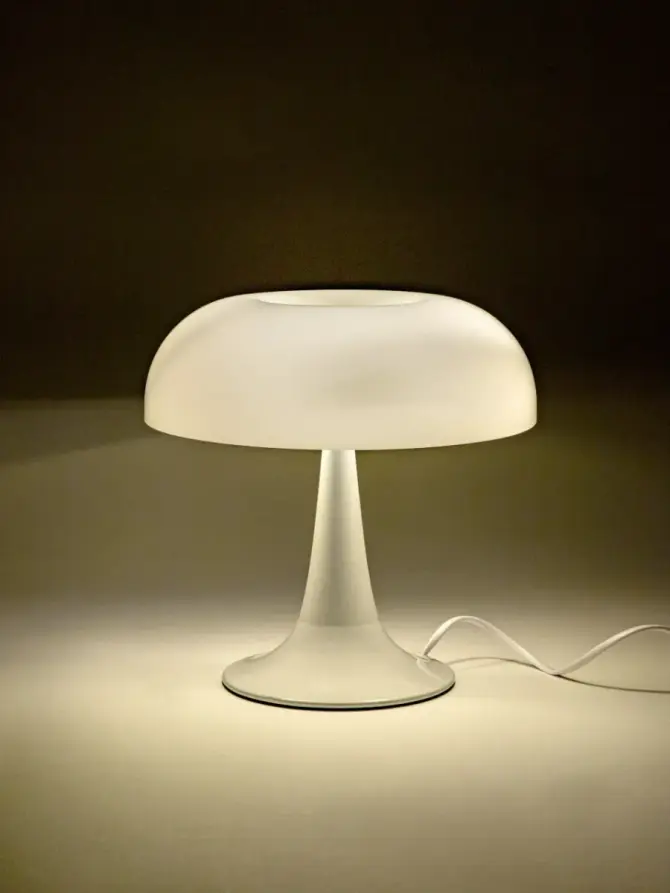 Lampka stołowa CELESTE grzybek retro biała 25,5x25,5x25 cm