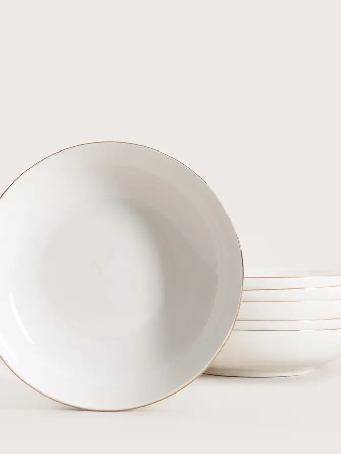 Zestaw talerzy AURO głębokich ze złotą obwódką, 6 szt. 21 cm