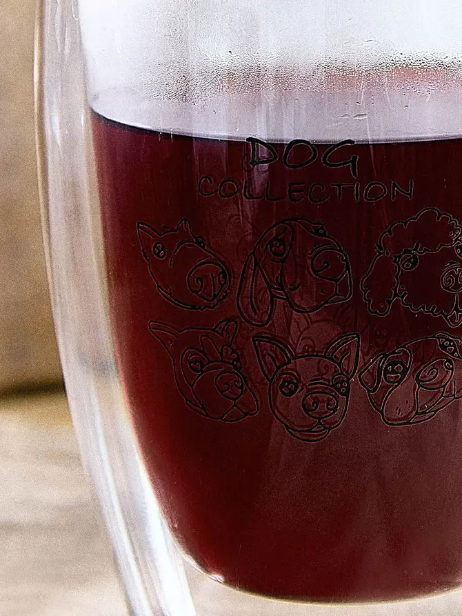 Szklanka CEMBRA DOODLE duża z podwójną ścianką 0.50