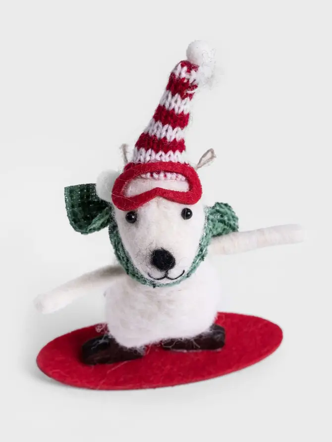 Zawieszka PETTIES filcowa miś na snowboardzie 14 cm