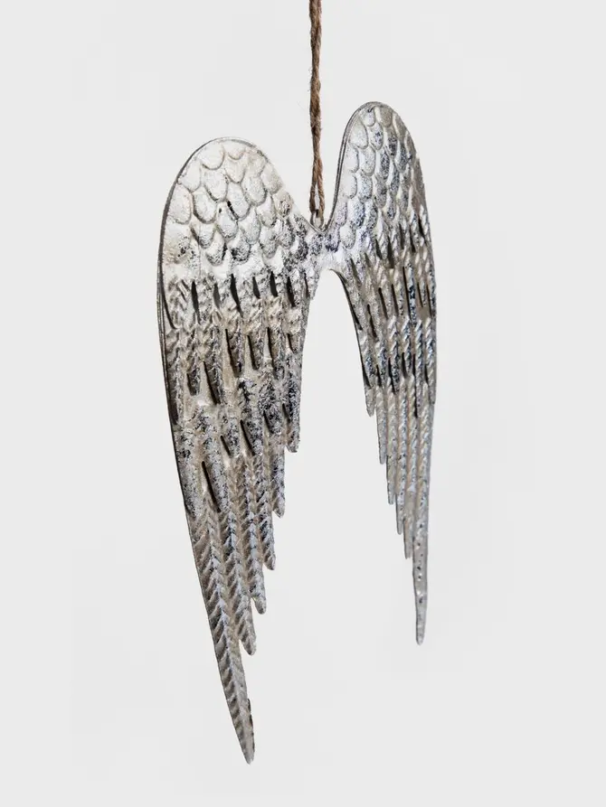 Zawieszka OLDY METAL srebrne skrzydła małe 14,5 x 9 cm