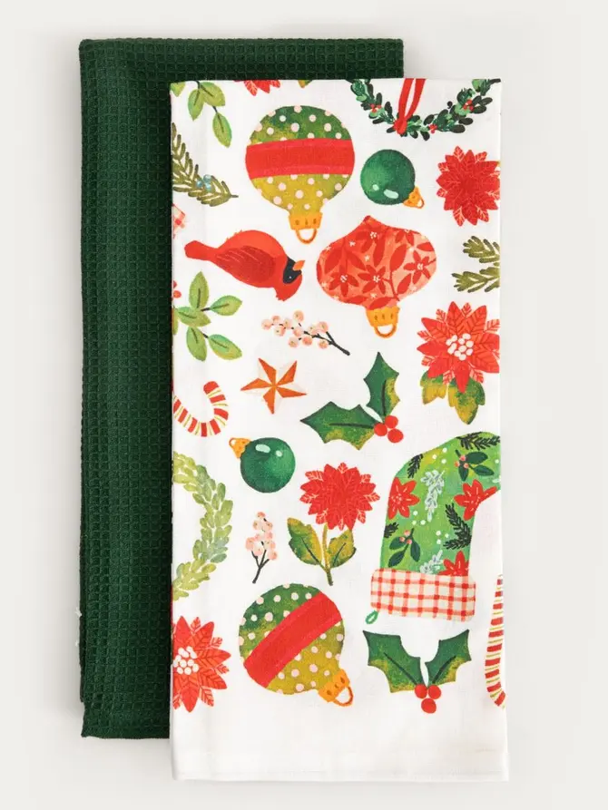 Zestaw ścierek kuchennych GARLAND bawełniane z motywem świątecznym 2*45x65 cm