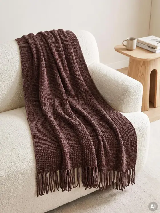 Koc CHENILLE szenilowy czekoladowy 130x170 cm