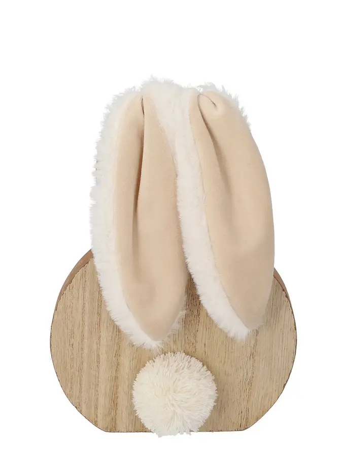 Dekoracja ESSON królik drewniany z pluszowymi uszami 15 cm