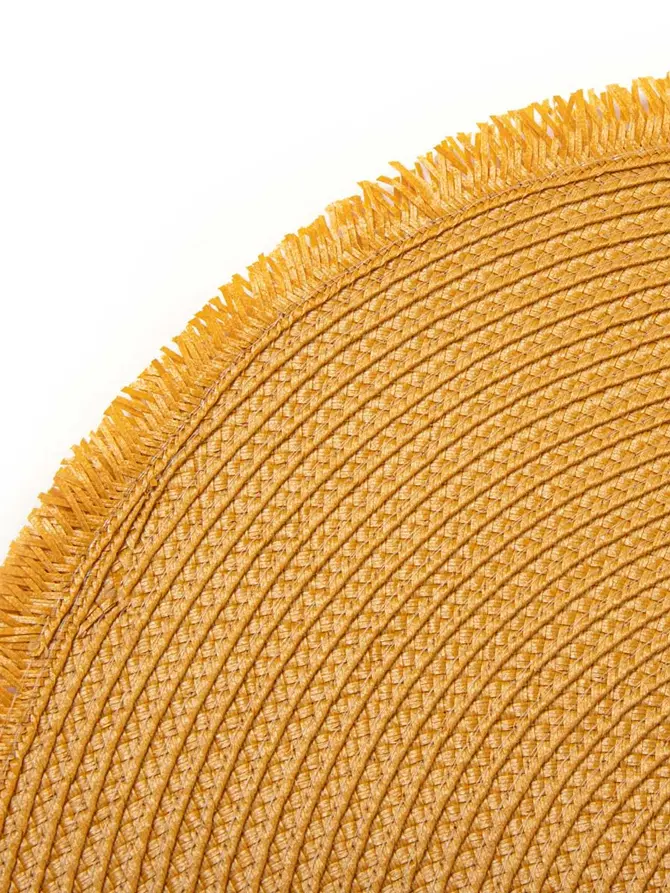 Podkładka do jadalni MIRI z frędzlami musztardowa 38 cm